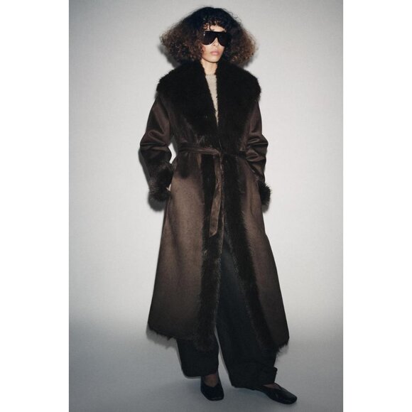 ZARA BELTED FAUX FUR COAT ZW COLLECTION - Picture 3 of 8